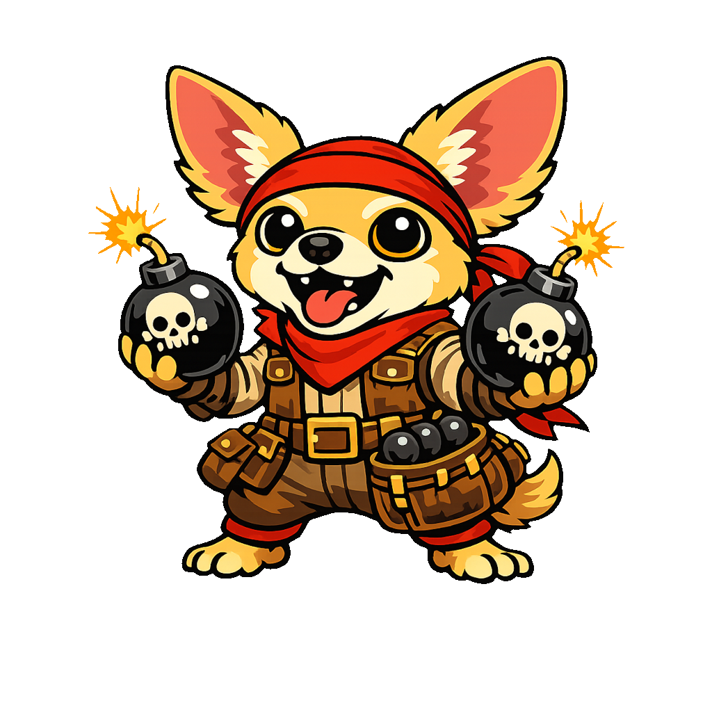 Dog monster character in pirate gear